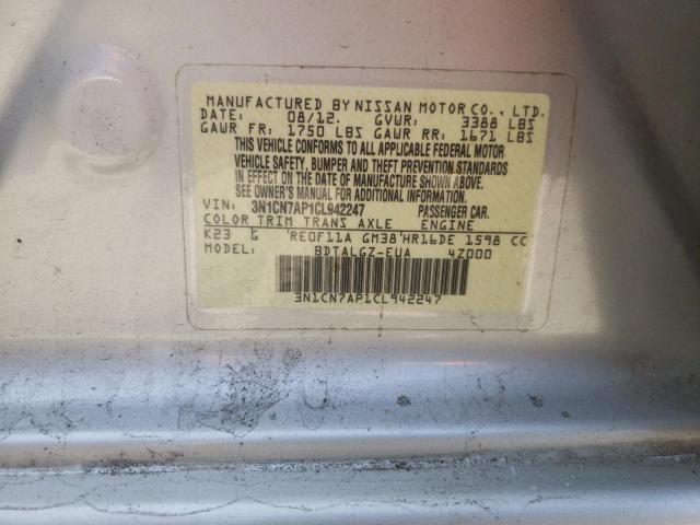 Photo 10 from auction – 2012 NISSAN VERSA S with VIN 3N1CN7AP1CL942247