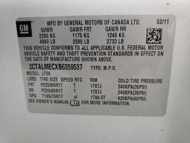 Photo 10 from auction – 2011 GMC TERRAIN SL with VIN 2CTALMECXB6359537