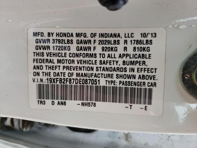 Photo 10 from auction – 2013 HONDA CIVIC EX with VIN 19XFB2F87DE087051