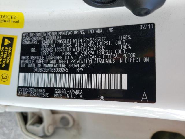 Photo 10 from auction – 2011 TOYOTA HIGHLANDER with VIN 5TDZK3EH1BS039245