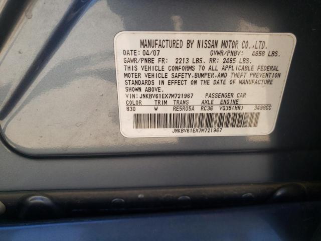 Photo 10 from auction – 2007 INFINITI G35 with VIN JNKBV61EX7M721967