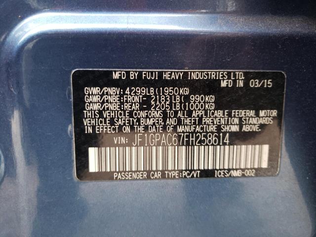 Photo 10 from auction – 2015 SUBARU IMPREZA PR with VIN JF1GPAC67FH258614