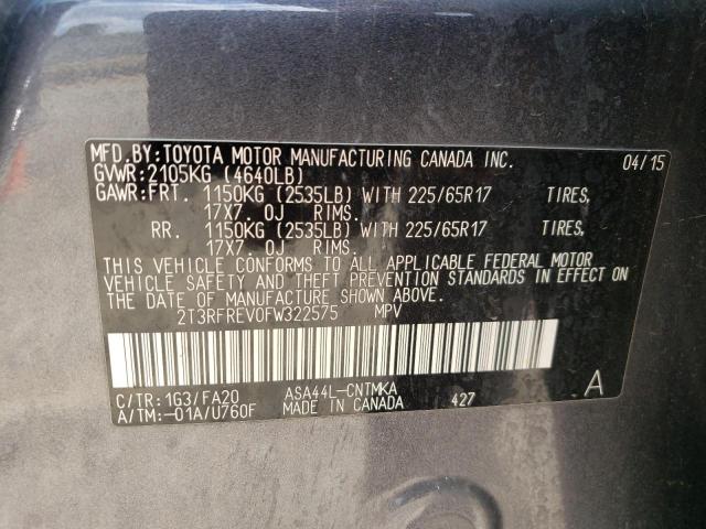 Photo 10 from auction – 2015 TOYOTA RAV4 XLE with VIN 2T3RFREV0FW322575