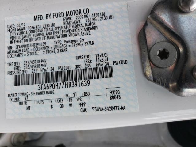 Photo 10 from auction – 2017 FORD FUSION SE with VIN 3FA6P0H77HR391639