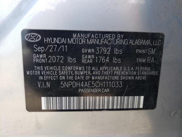 Photo 10 from auction – 2012 HYUNDAI ELANTRA GL with VIN 5NPDH4AE5CH111033