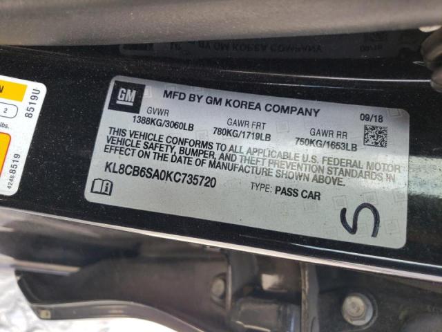 Photo 10 from auction – 2019 CHEVROLET SPARK LS with VIN KL8CB6SA0KC735720