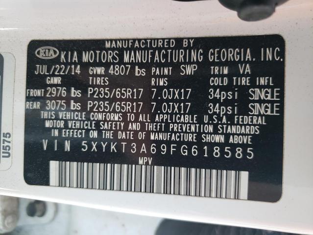 Photo 10 from auction – 2015 KIA SORENTO LX with VIN 5XYKT3A69FG618585