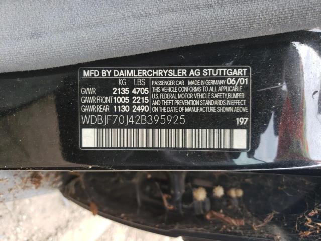 Photo 10 from auction – 2002 MERCEDES-BENZ E 430 with VIN WDBJF70J42B395925