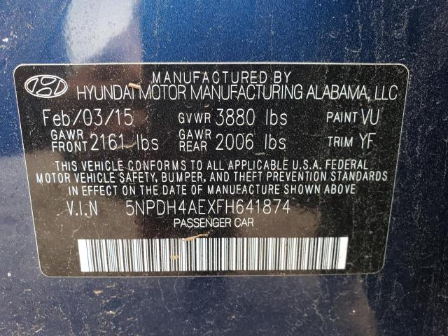 Photo 10 from auction – 2015 HYUNDAI ELANTRA with VIN 5NPDH4AEXFH641874