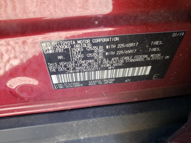 Photo 10 from auction – 2019 TOYOTA RAV4 LE with VIN JTMH1RFV3KD508711