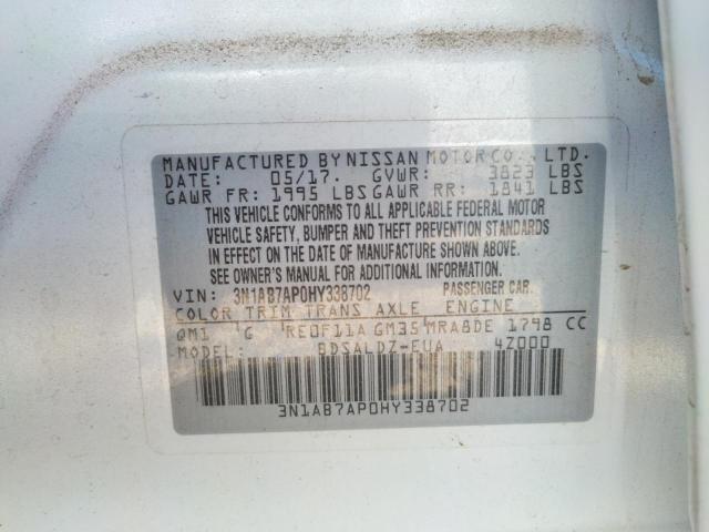 Photo 10 from auction – 2017 NISSAN SENTRA S with VIN 3N1AB7AP0HY338702