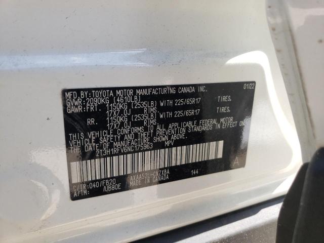 Photo 10 from auction – 2022 TOYOTA RAV4 LE with VIN 2T3H1RFV6NC175963