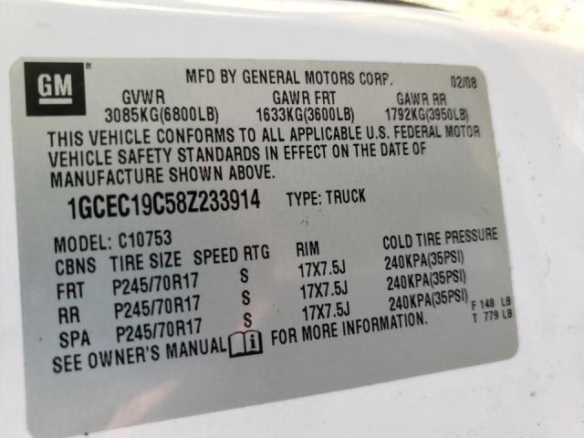 Photo 10 from auction – 2008 CHEVROLET SILVERADO with VIN 1GCEC19C58Z233914