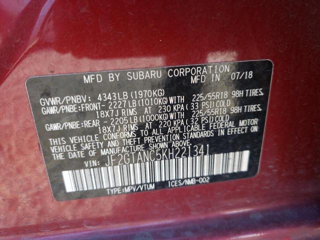 Photo 10 from auction – 2019 SUBARU CROSSTREK with VIN JF2GTANC5KH221341