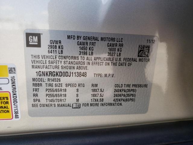 Photo 10 from auction – 2013 CHEVROLET TRAVERSE L with VIN 1GNKRGKD0DJ113848