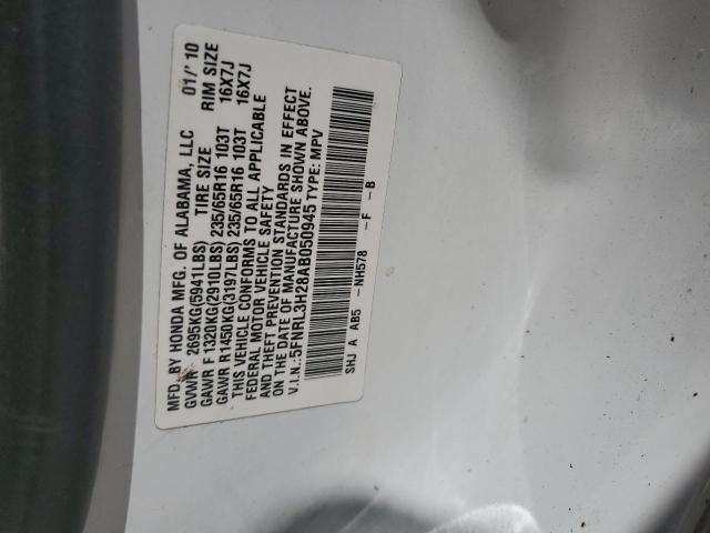 Photo 10 from auction – 2010 HONDA ODYSSEY LX with VIN 5FNRL3H28AB050945