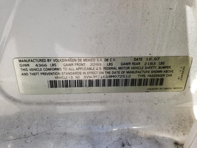 Photo 10 from auction – 2008 VOLKSWAGEN JETTA S with VIN 3VWJM71K18M072512