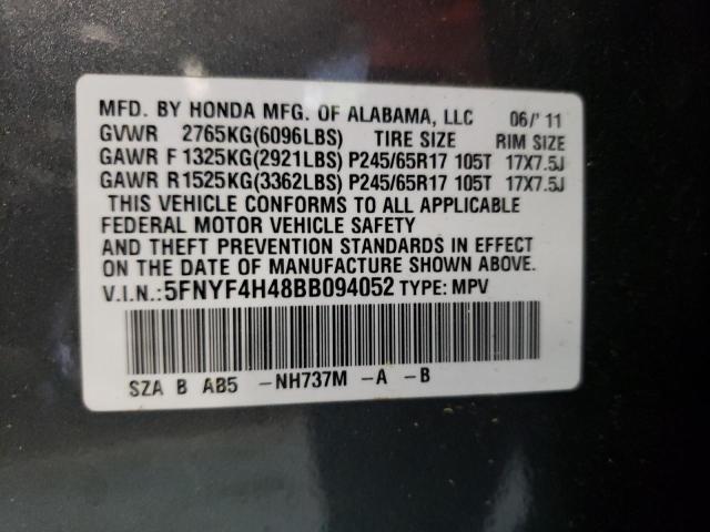 Photo 10 from auction – 2011 HONDA PILOT EX with VIN 5FNYF4H48BB094052