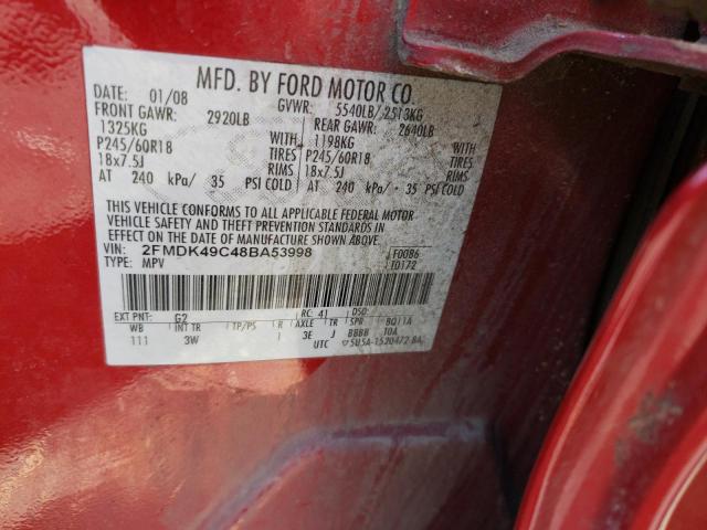 Photo 10 from auction – 2008 FORD EDGE LIMIT with VIN 2FMDK49C48BA53998