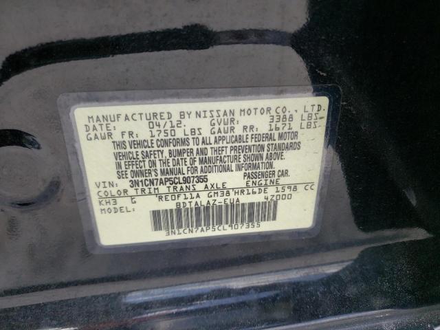 Photo 10 from auction – 2012 NISSAN VERSA S with VIN 3N1CN7AP5CL907355