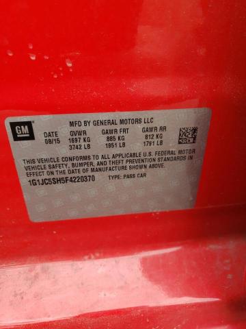 Photo 10 from auction – 2015 CHEVROLET SONIC LT with VIN 1G1JC5SH5F4220370