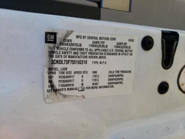 Photo 10 from auction – 2005 CHEVROLET EQUINOX LT with VIN 2CNDL73F756192318