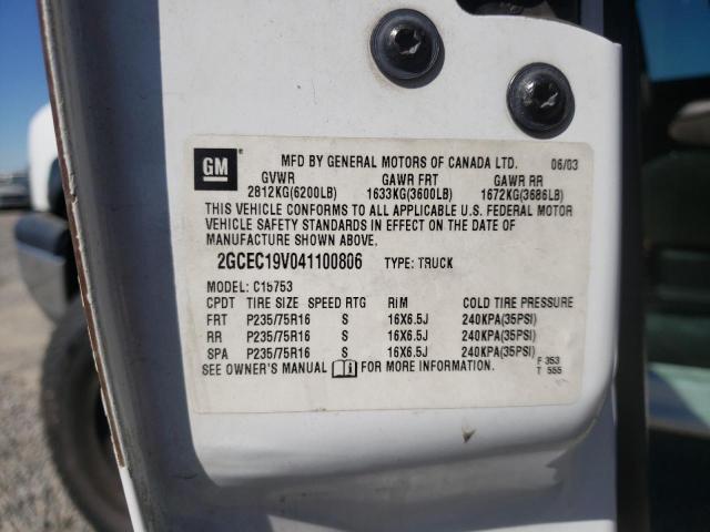 Photo 10 from auction – 2004 CHEVROLET SILVERADO with VIN 2GCEC19V041100806