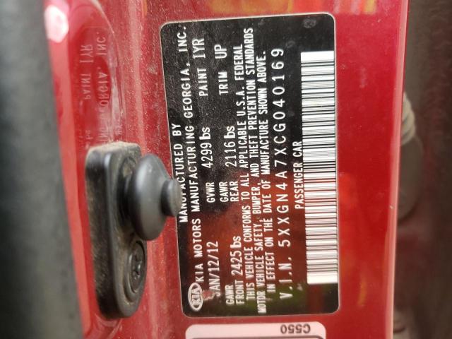 Photo 10 from auction – 2012 KIA OPTIMA EX with VIN 5XXGN4A7XCG040169