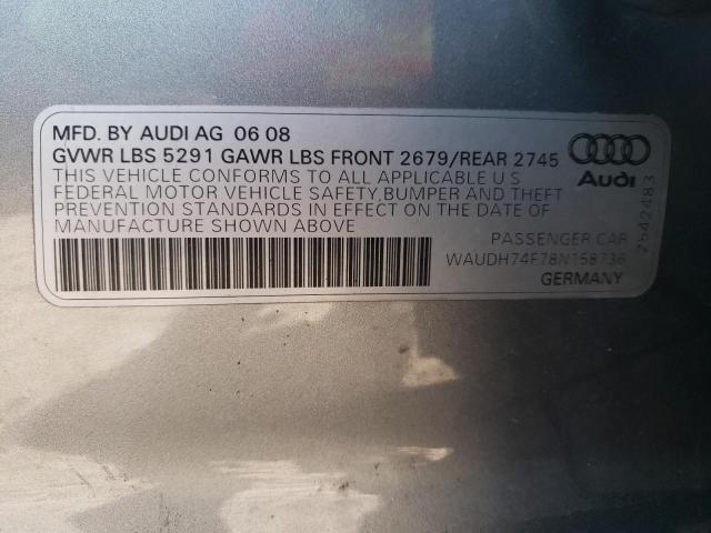 Photo 10 from auction – 2008 AUDI A6 3.2 QUA with VIN WAUDH74F78N158736