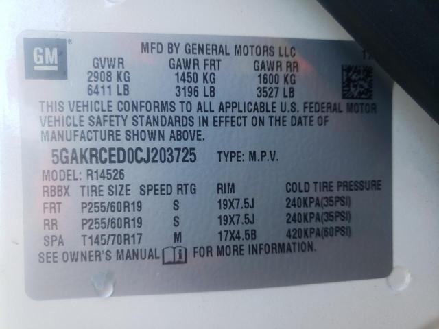 Photo 10 from auction – 2012 BUICK ENCLAVE with VIN 5GAKRCED0CJ203725