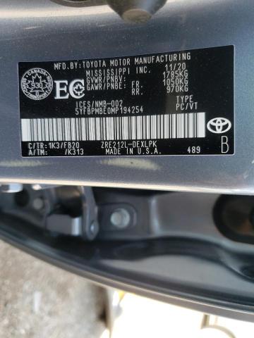 Photo 10 from auction – 2021 TOYOTA COROLLA LE with VIN 5YFBPMBE0MP194254