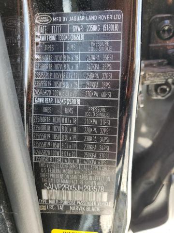 Photo 10 from auction – 2018 LAND ROVER RANGE ROVE with VIN SALVP2RX5JH293578