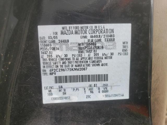 Photo 10 from auction – 2005 MAZDA TRIBUTE S with VIN 4F2CZ96175KM62087