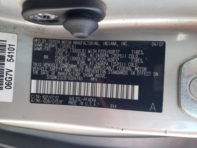 Photo 10 from auction – 2007 TOYOTA SIENNA LE with VIN 5TDBK23C97S004740