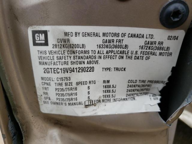 Photo 10 from auction – 2004 GMC NEW SIERRA with VIN 2GTEC19V941290220