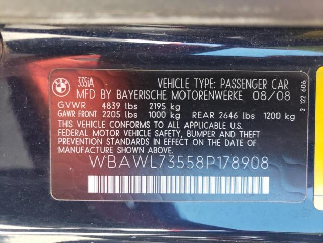 Photo 10 from auction – 2008 BMW 335 I with VIN WBAWL73558P178908