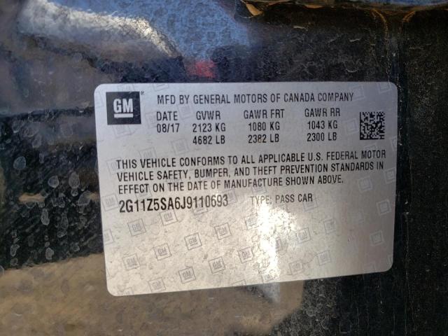 Photo 10 from auction – 2018 CHEVROLET IMPALA LS with VIN 2G11Z5SA6J9110693