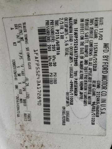 Photo 10 from auction – 2003 FORD TAURUS SES with VIN 1FAFP55243A172890