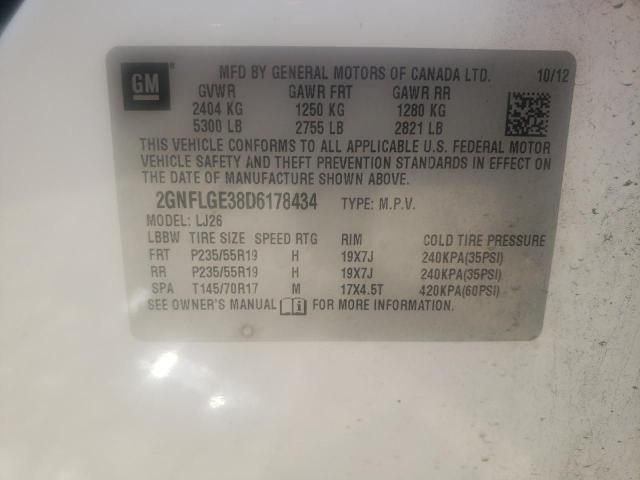 Photo 10 from auction – 2013 CHEVROLET EQUINOX LT with VIN 2GNFLGE38D6178434