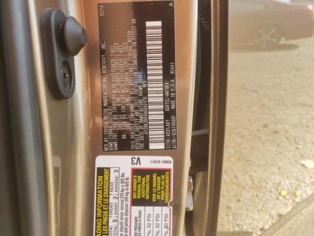 Photo 10 from auction – 2010 TOYOTA VENZA with VIN 4T3BK3BB4AU040176