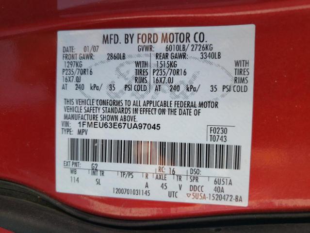 Photo 10 from auction – 2007 FORD EXPLORER X with VIN 1FMEU63E67UA97045