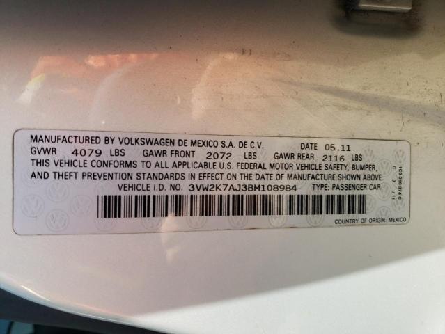 Photo 10 from auction – 2011 VOLKSWAGEN JETTA BASE with VIN 3VW2K7AJ3BM108984