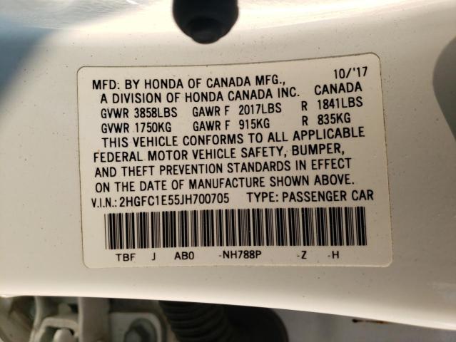 Photo 10 from auction – 2018 HONDA CIVIC SI with VIN 2HGFC1E55JH700705