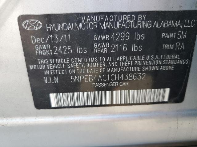Photo 10 from auction – 2012 HYUNDAI SONATA GLS with VIN 5NPEB4AC1CH438632