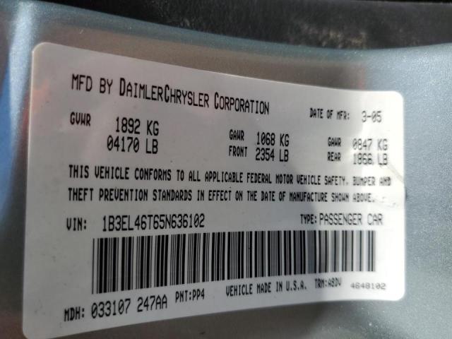 Photo 10 from auction – 2005 DODGE STRATUS with VIN 1B3EL46T65N636102