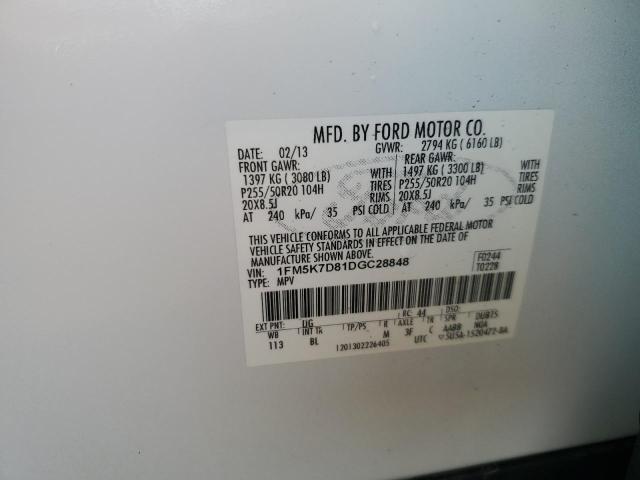Photo 10 from auction – 2013 FORD EXPLORER X with VIN 1FM5K7D81DGC28848