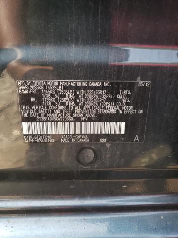 Photo 10 from auction – 2012 TOYOTA RAV4 with VIN 2T3BF4DV5CW220660