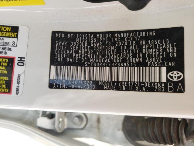 Photo 10 from auction – 2017 TOYOTA COROLLA L with VIN 5YFBURHE7HP669515