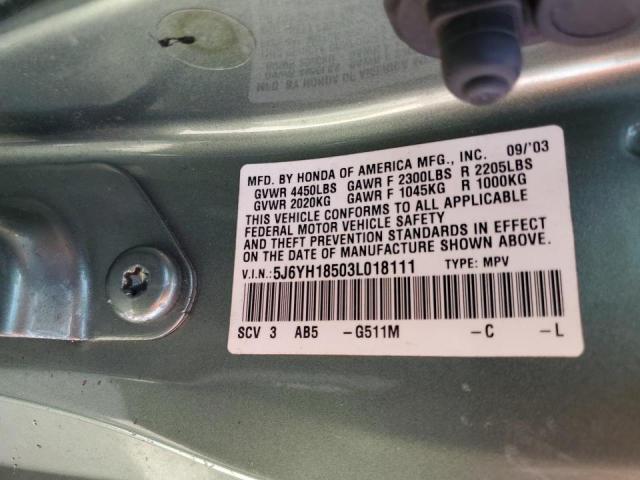 Photo 10 from auction – 2003 HONDA ELEMENT EX with VIN 5J6YH18503L018111