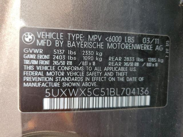 Photo 10 from auction – 2011 BMW X3 XDRIVE2 with VIN 5UXWX5C51BL704136